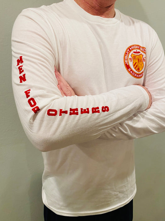 Long Sleeve White T-Shirt / Crest and "Men for Others"