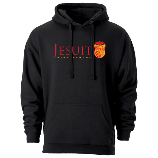 Jesuit Sacramento Shield-Screenprint Hoody in Black, Gray, White & Red