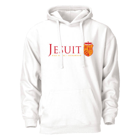 Jesuit Sacramento Shield-Screenprint Hoody in Black, Gray, White & Red