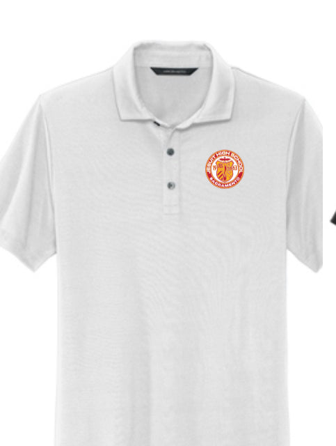Soft Jersey White Polo with Embroidered Seal