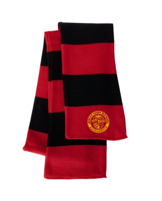 Scarf - Black & Red stripped with Gold Seal