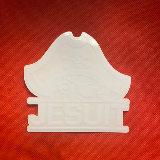 New Jesuit logo decal - white on clear backing