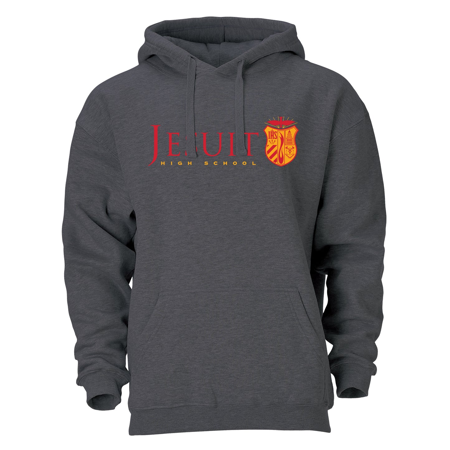 Jesuit Sacramento Shield-Screenprint Hoody in Black, Gray, White & Red