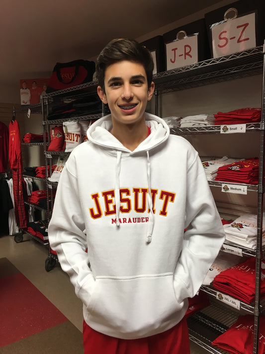 White Embroidered Jesuit Hoody